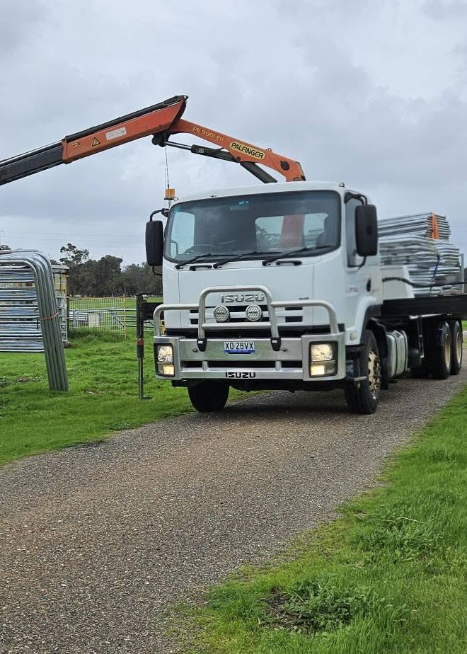 Hiab truck on a farm property